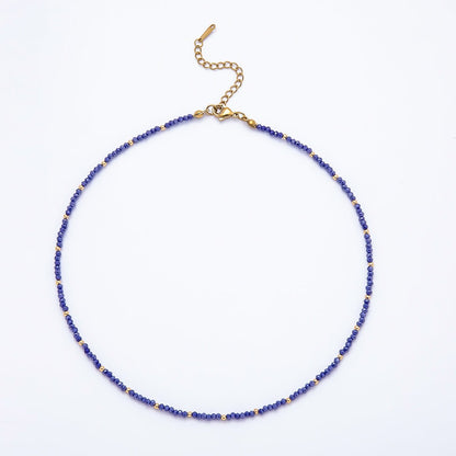 Handmade 2mm Blue, Clear, Light Blue, Green Multifaceted Crystal Gemstone Chain 16 Inch Necklace | WA-00562 WA-00582 WA-00654 WA-00660