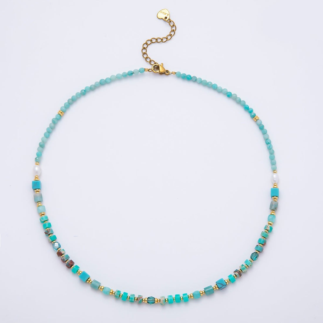 Handmade 4mm Turquoise Tube Rondelle Multifaceted Round Gemstone Chain 16 Inch Necklace | WA-00326