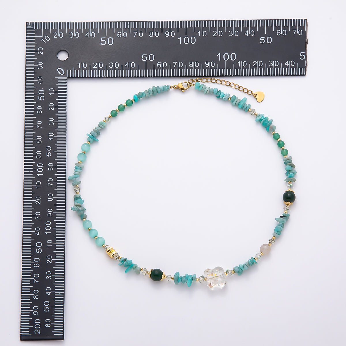 Handmade 5mm Blue Amazonite Multi Round Pebble Gemstone Chain 16 Inch Necklace | WA-04741