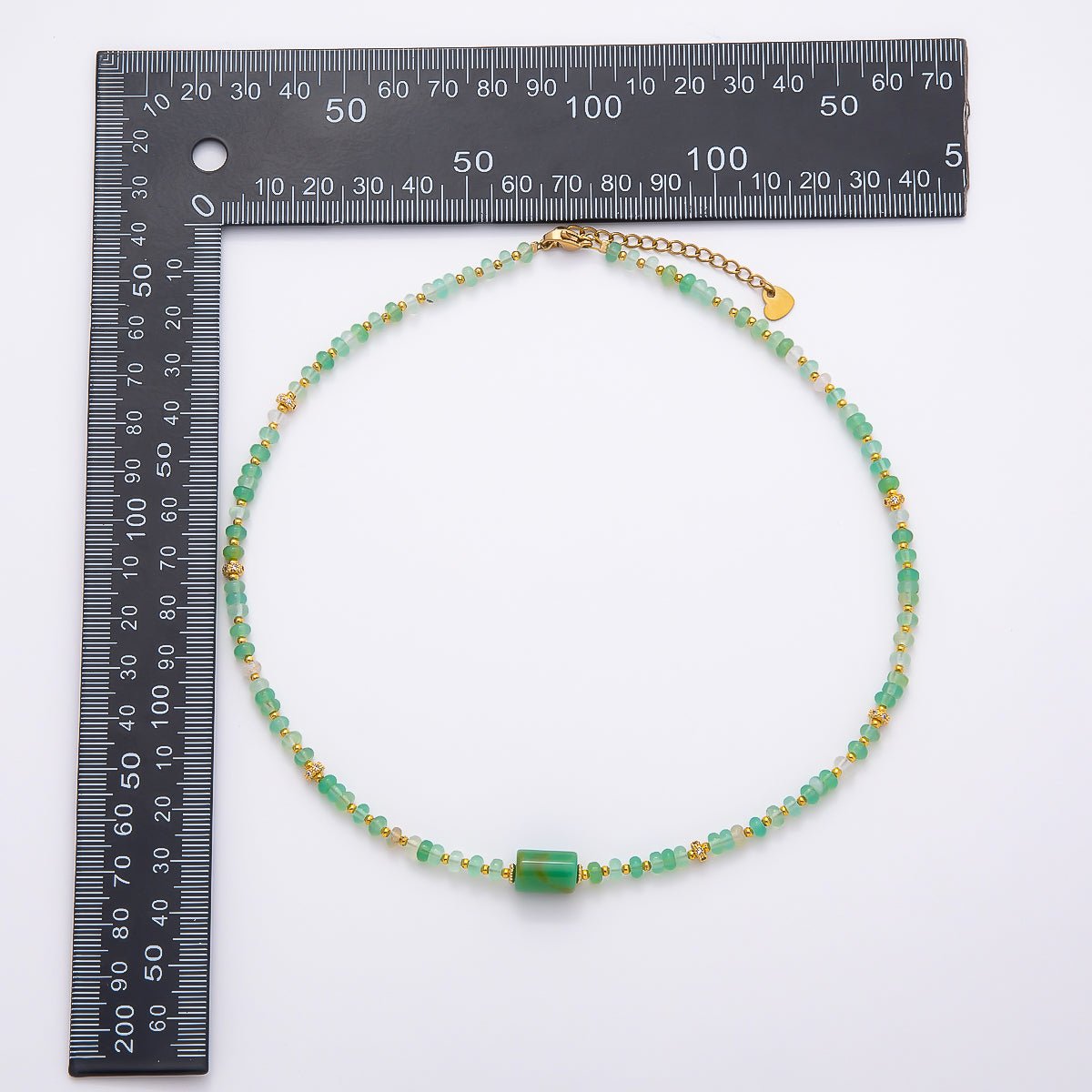Handmade 4.2mm Green Prehnite Rondelle Bead Gemstone Chain 16 Inch Necklace | WA-04739