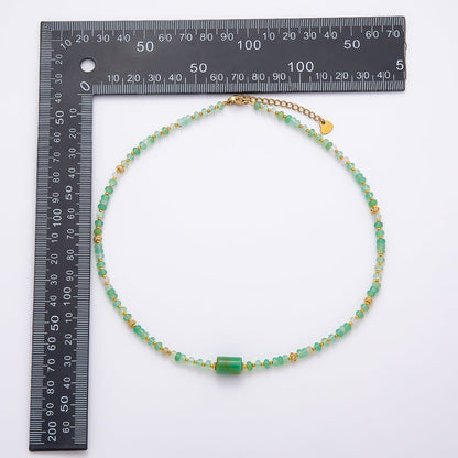 Handmade 4.2mm Green Prehnite Rondelle Bead Gemstone Chain 16 Inch Necklace | WA-04739