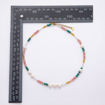 Handmade 4.2mm Shell Pearl Multicolor Multifaceted Bead Gemstone Chain 16 Inch Necklace | WA-04740
