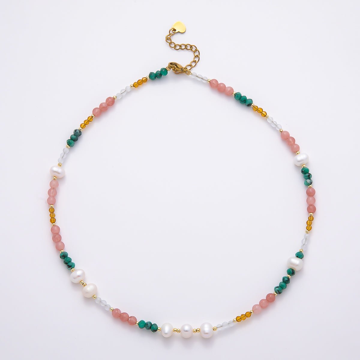 Handmade 4.2mm Shell Pearl Multicolor Multifaceted Bead Gemstone Chain 16 Inch Necklace | WA-04740
