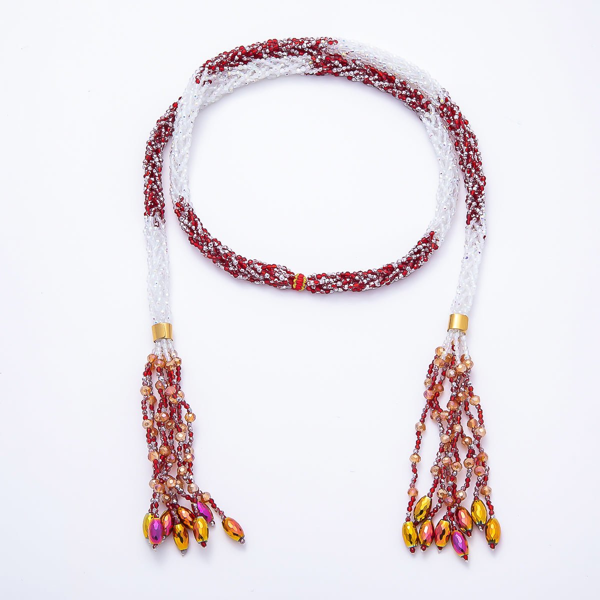 Handmade 7mm Multi Layer Fringe Knot Lariat Multifaceted Crystal Gemstone Chain 36 Inch Necklace | WA-01145 ~ WA-01307