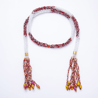 Handmade 7mm Multi Layer Fringe Knot Lariat Multifaceted Crystal Gemstone Chain 36 Inch Necklace | WA-01145 ~ WA-01307