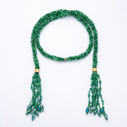 Handmade 7mm Multi Layer Fringe Knot Lariat Multifaceted Crystal Gemstone Chain 36 Inch Necklace | WA-01145 ~ WA-01307