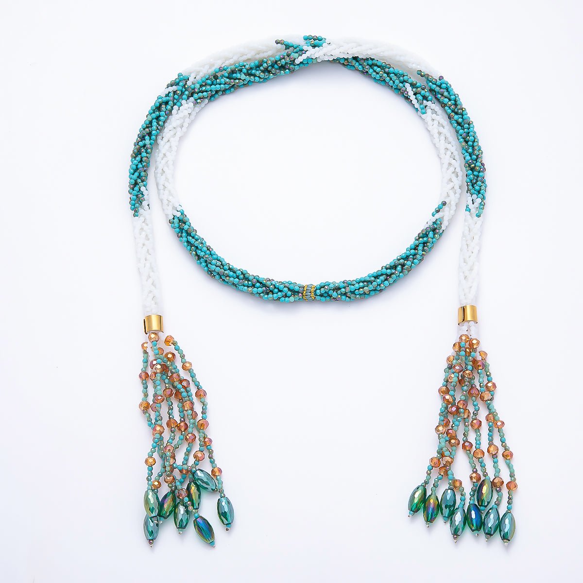 Handmade 7mm Multi Layer Fringe Knot Lariat Multifaceted Crystal Gemstone Chain 36 Inch Necklace | WA-01145 ~ WA-01307