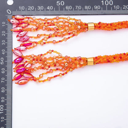 Handmade 7mm Multi Layer Fringe Knot Lariat Multifaceted Crystal Gemstone Chain 36 Inch Necklace | WA-01145 ~ WA-01307
