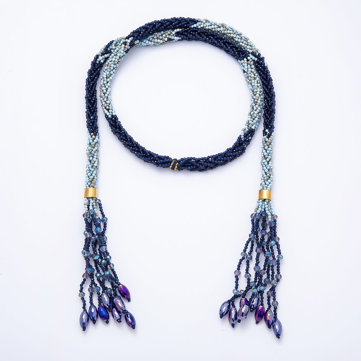 Handmade 7mm Multi Layer Fringe Knot Lariat Multifaceted Crystal Gemstone Chain 36 Inch Necklace | WA-01145 ~ WA-01307