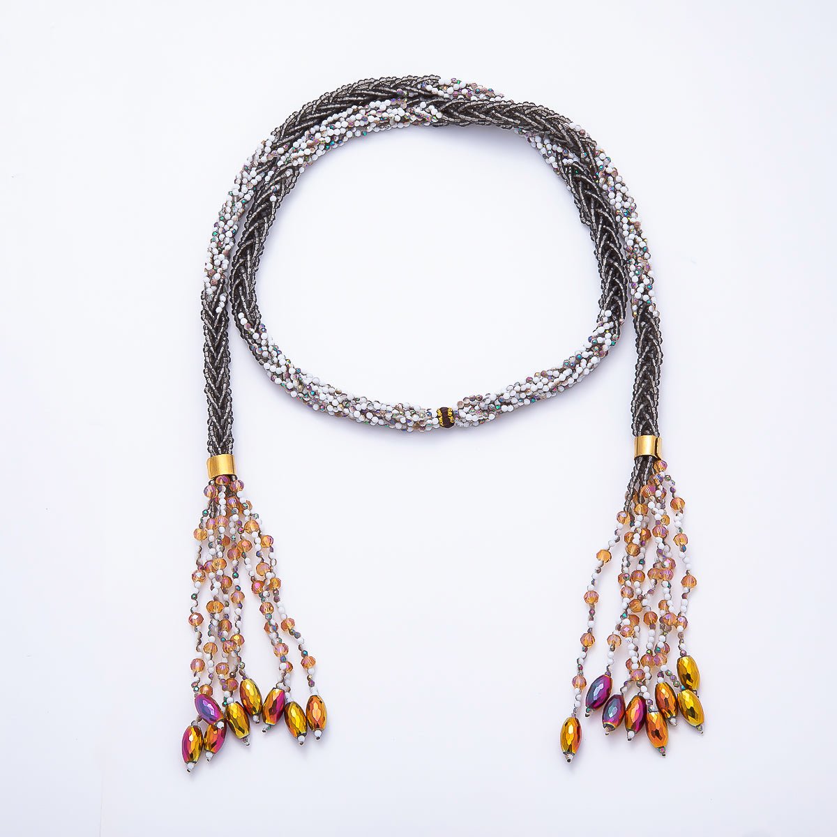 Handmade 7mm Multi Layer Fringe Knot Lariat Multifaceted Crystal Gemstone Chain 36 Inch Necklace | WA-01145 ~ WA-01307