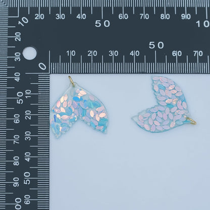 Handmade Blue Scale Mermaid Whale Fish Tail Resin Charm | N068