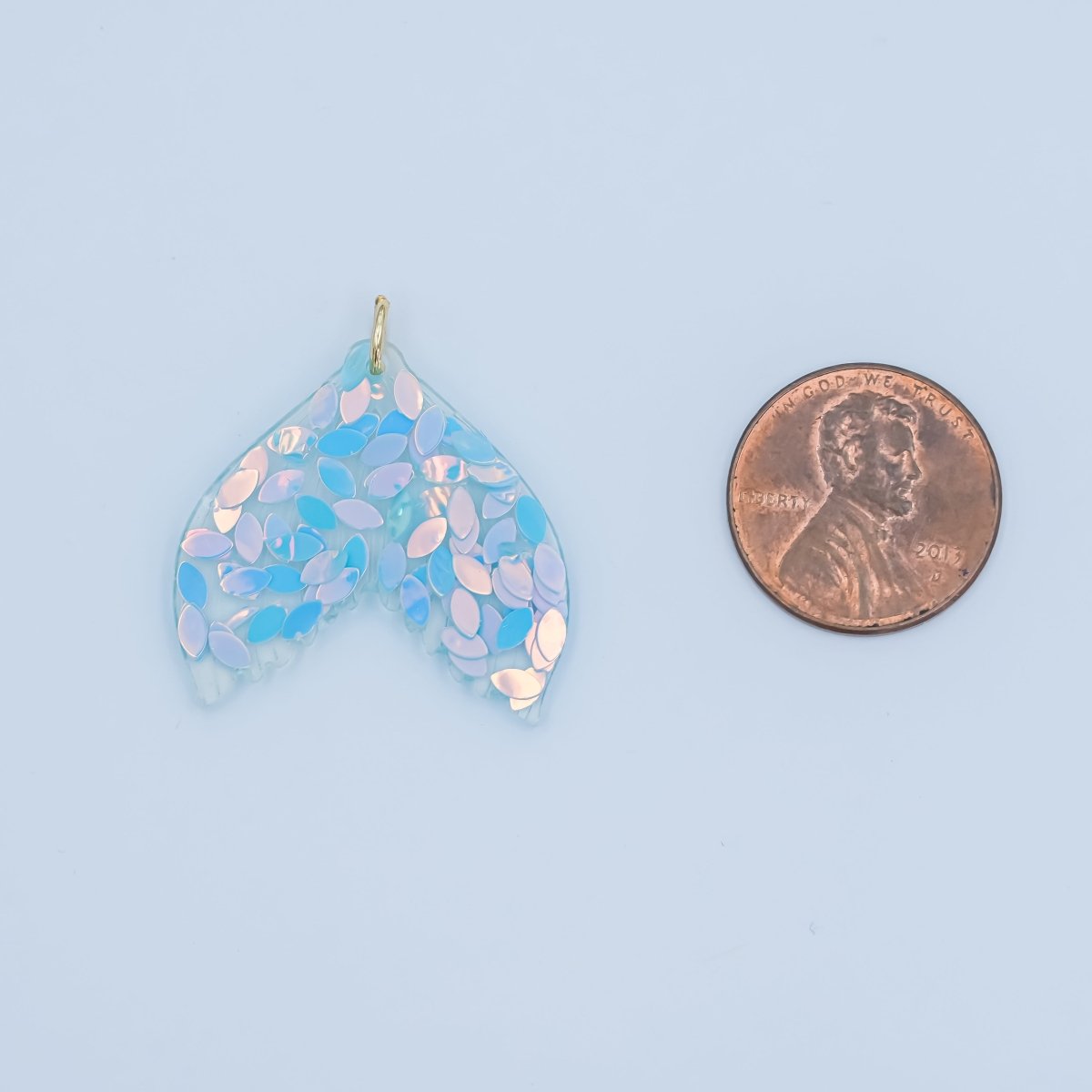 Handmade Blue Scale Mermaid Whale Fish Tail Resin Charm | N068