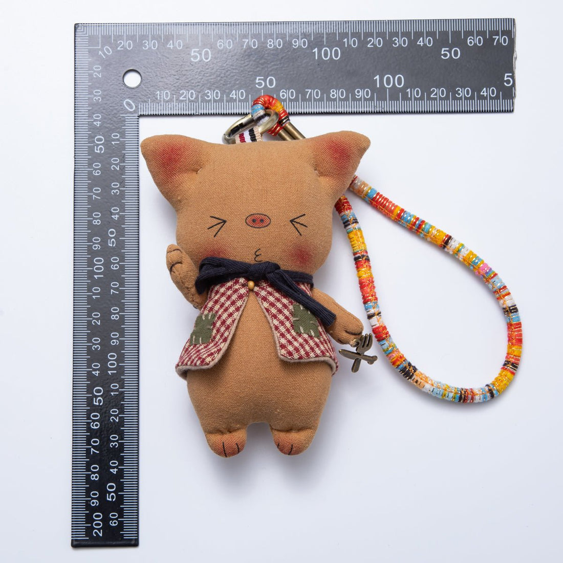 Rabbit, Pig Animal Gingham Scarf Plush Bag Charm Keychain Cord Accessories | WB-00056 WB-00057