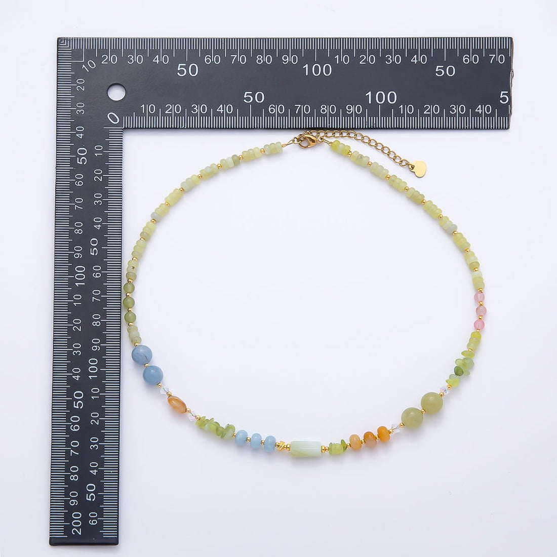 Handmade 4.2mm Green Aventurine Rondelle Pebble Round Gemstone Chain 16 Inch Necklace | WA-04731