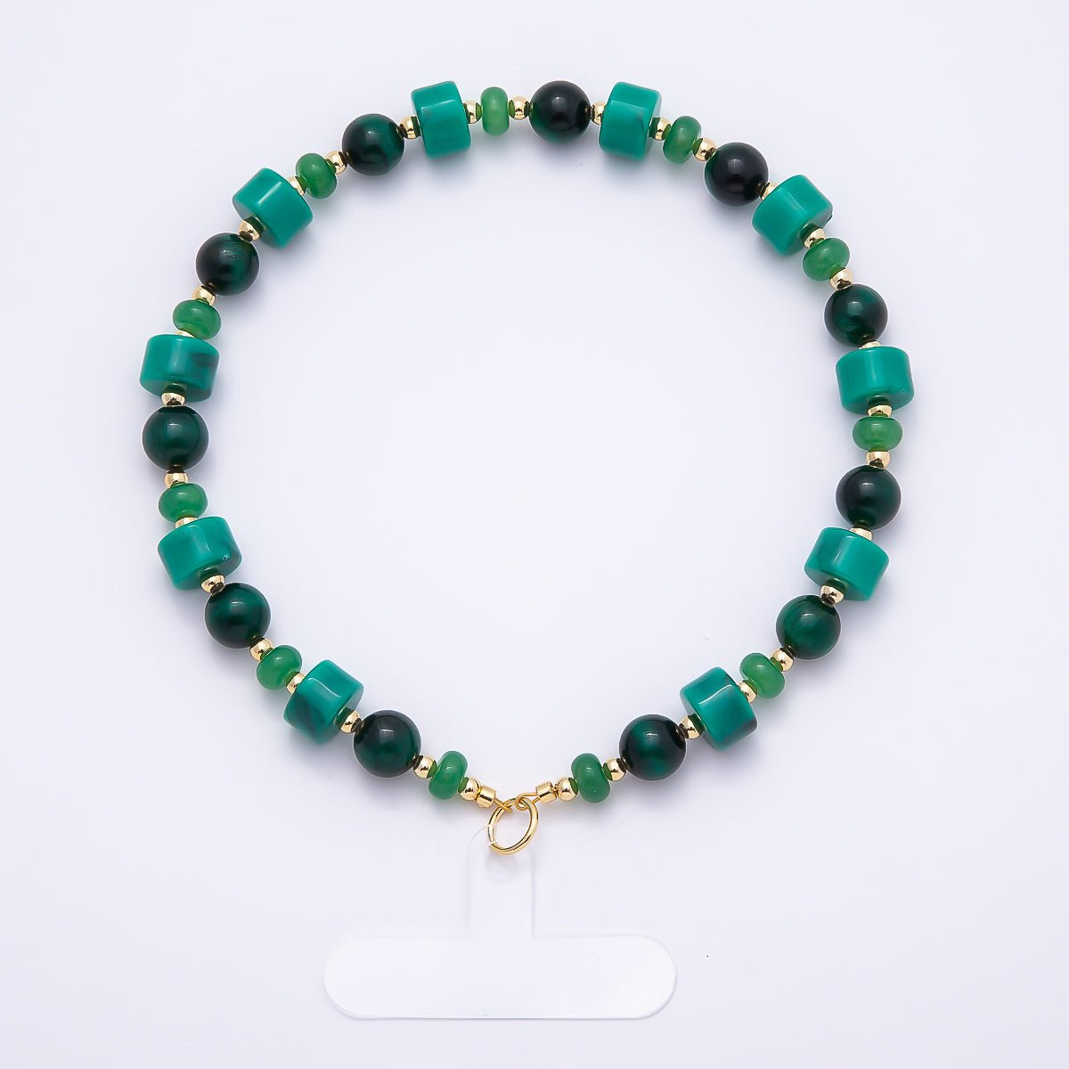 Handmade Green, Red, Pink, Grey, Blue Rondelle Gemstone Phone Lanyard Wristlet | WB-00332 ~ WB-00340