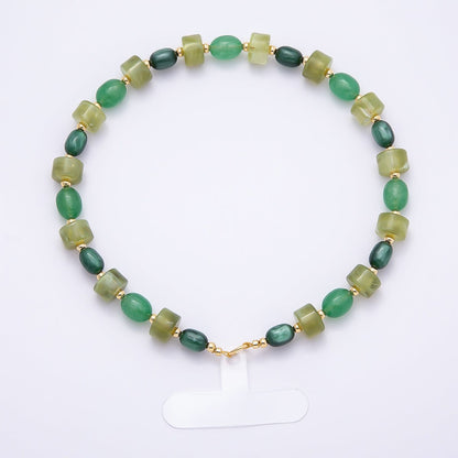 Handmade Green, Red, Pink, Grey, Blue Rondelle Gemstone Phone Lanyard Wristlet | WB-00332 ~ WB-00340