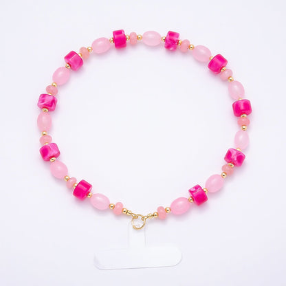 Handmade Green, Red, Pink, Grey, Blue Rondelle Gemstone Phone Lanyard Wristlet | WB-00332 ~ WB-00340