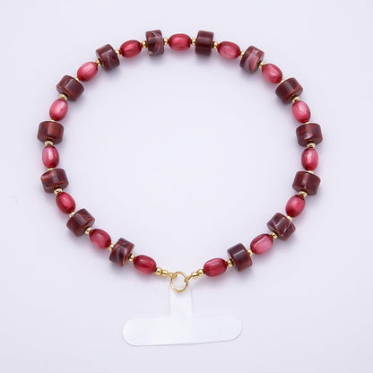 Handmade Green, Red, Pink, Grey, Blue Rondelle Gemstone Phone Lanyard Wristlet | WB-00332 ~ WB-00340