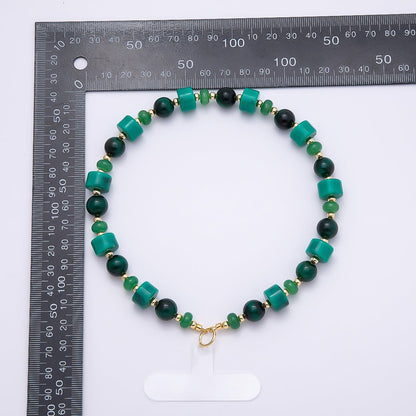 Handmade Green, Red, Pink, Grey, Blue Rondelle Gemstone Phone Lanyard Wristlet | WB-00332 ~ WB-00340