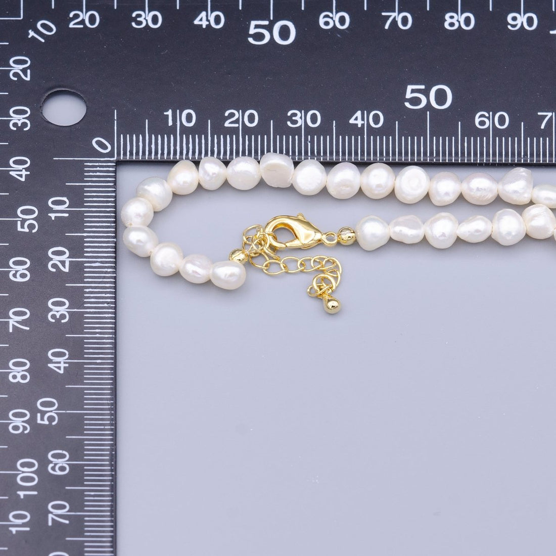 Handmade Pearl Choker Necklace Rice Pearl Chain, Mother of Pearl necklace, 15.2"+2" extender necklace beaded gold chain WA-2915