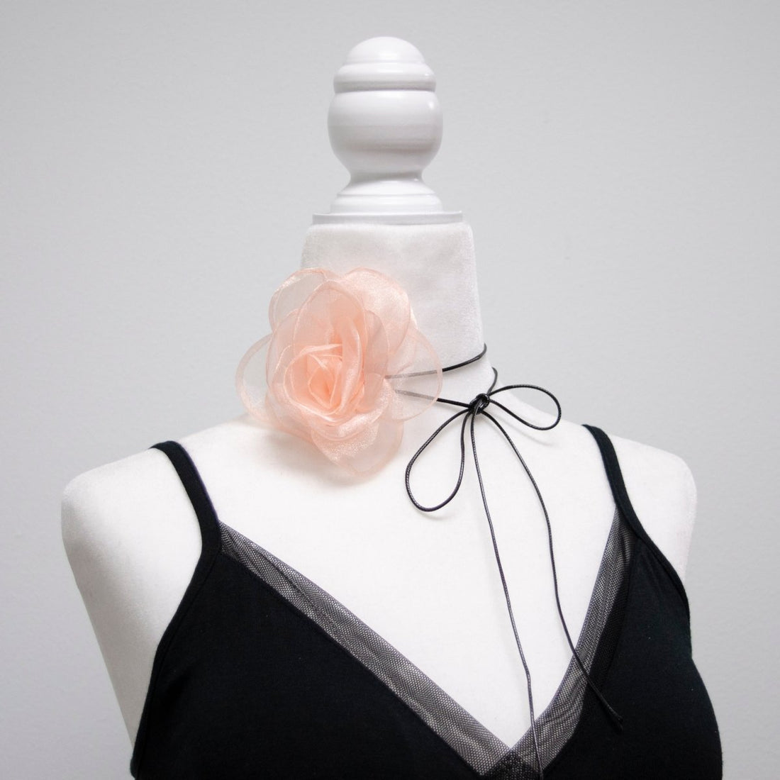 Handmade Pink, Red, Maroon, Pink, Black Tulle Rose Flower Choker Necklace | FC019 - FC023