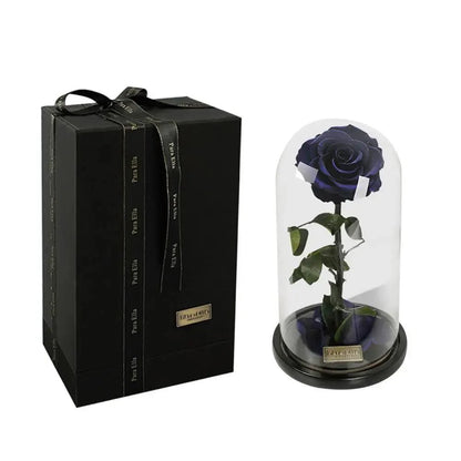 Handmade Preserved Enchanted Rose With Glass Dome on Wood Base - Rose for Christmas ,Valentine&