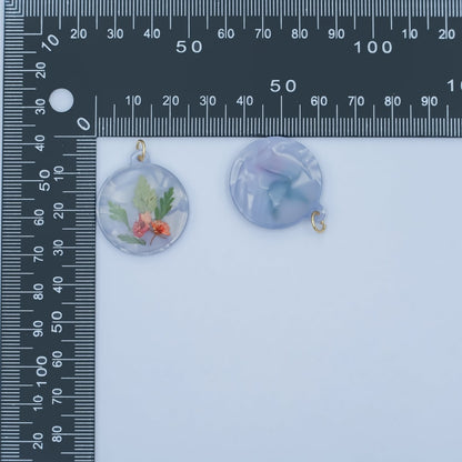 Handmade Pressed Red Poppy Flower Round Resin Charm | N062