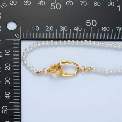 Handmade Shell Pearl Beaded Chain Necklace 17.3 inch | WA2571