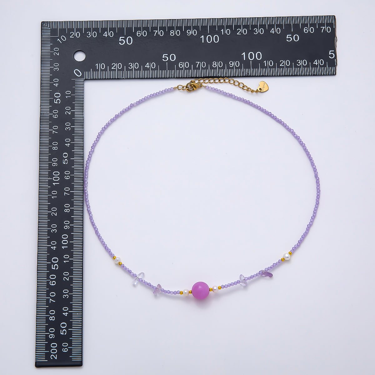 Handmade Stainless Steel 2mm Amethyst Gemstone Chain 16 Inch Necklace | WA-04638