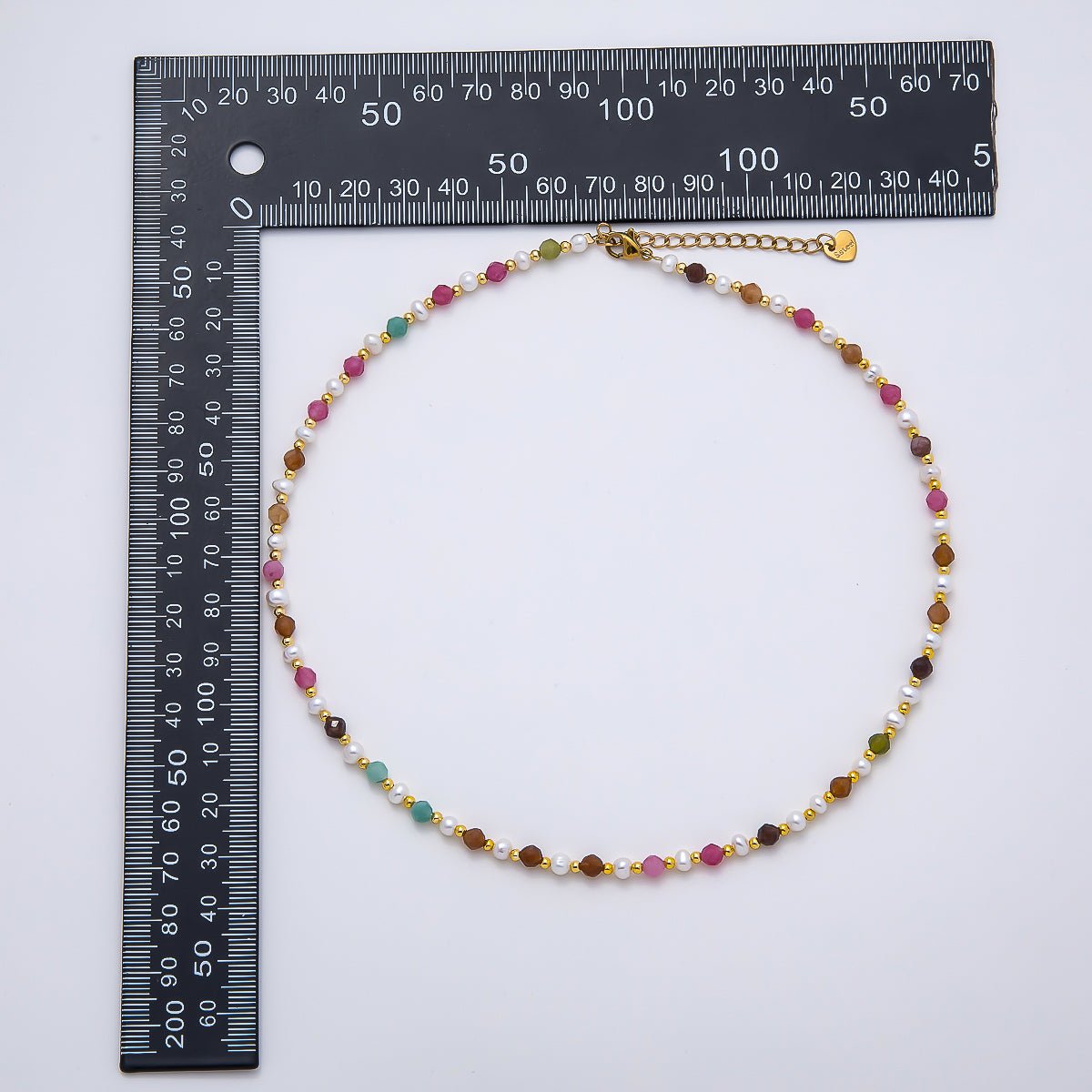 Handmade Stainless Steel 2mm Multifaceted Multicolor Gemstone Chain 16 Inch Necklace | WA-04642