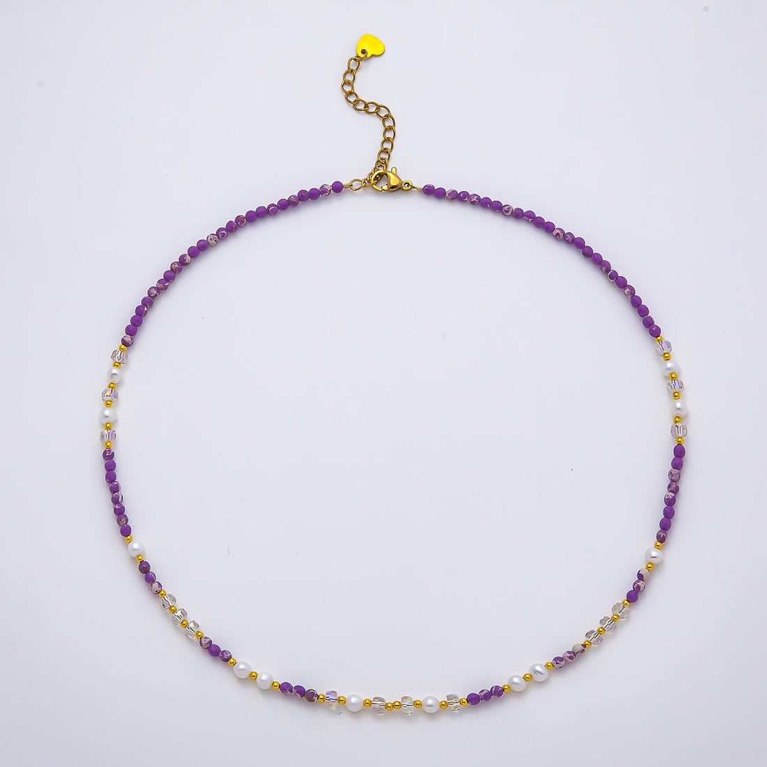 Handmade Stainless Steel 3mm Purple Amethyst AB Gemstone Chain 16 Inch Necklace | WA-04647