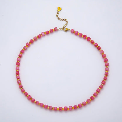 Handmade Stainless Steel 3mm Square Gemstone Chain 16 Inch Necklace | WA-04657 ~ WA-04663
