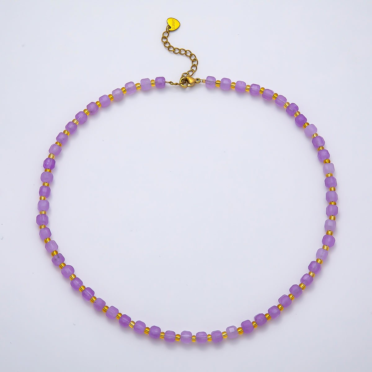 Handmade Stainless Steel 3mm Square Gemstone Chain 16 Inch Necklace | WA-04657 ~ WA-04663