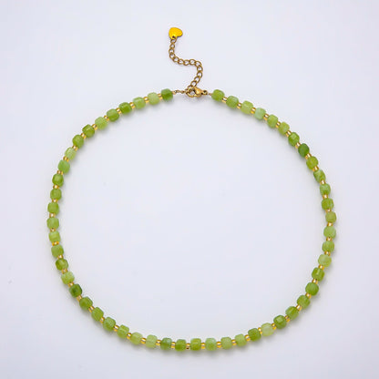 Handmade Stainless Steel 3mm Square Gemstone Chain 16 Inch Necklace | WA-04657 ~ WA-04663