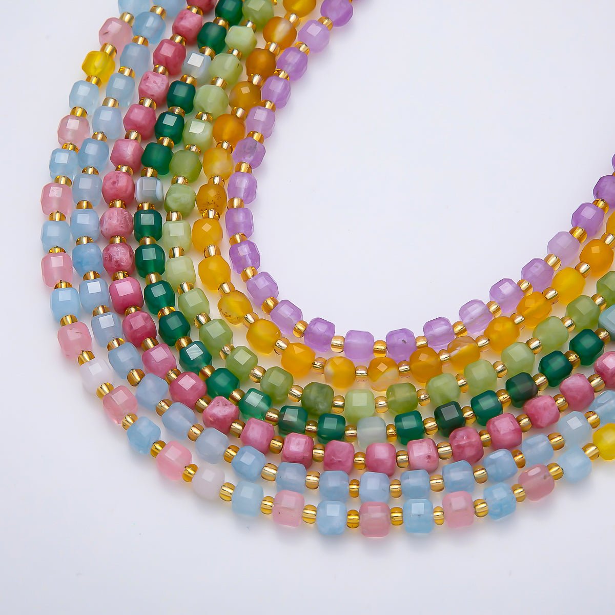 Handmade Stainless Steel 3mm Square Gemstone Chain 16 Inch Necklace | WA-04657 ~ WA-04663