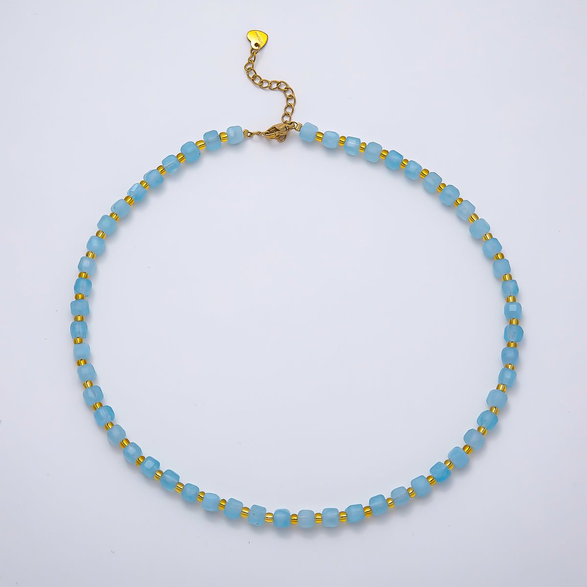 Handmade Stainless Steel 3mm Square Gemstone Chain 16 Inch Necklace | WA-04657 ~ WA-04663