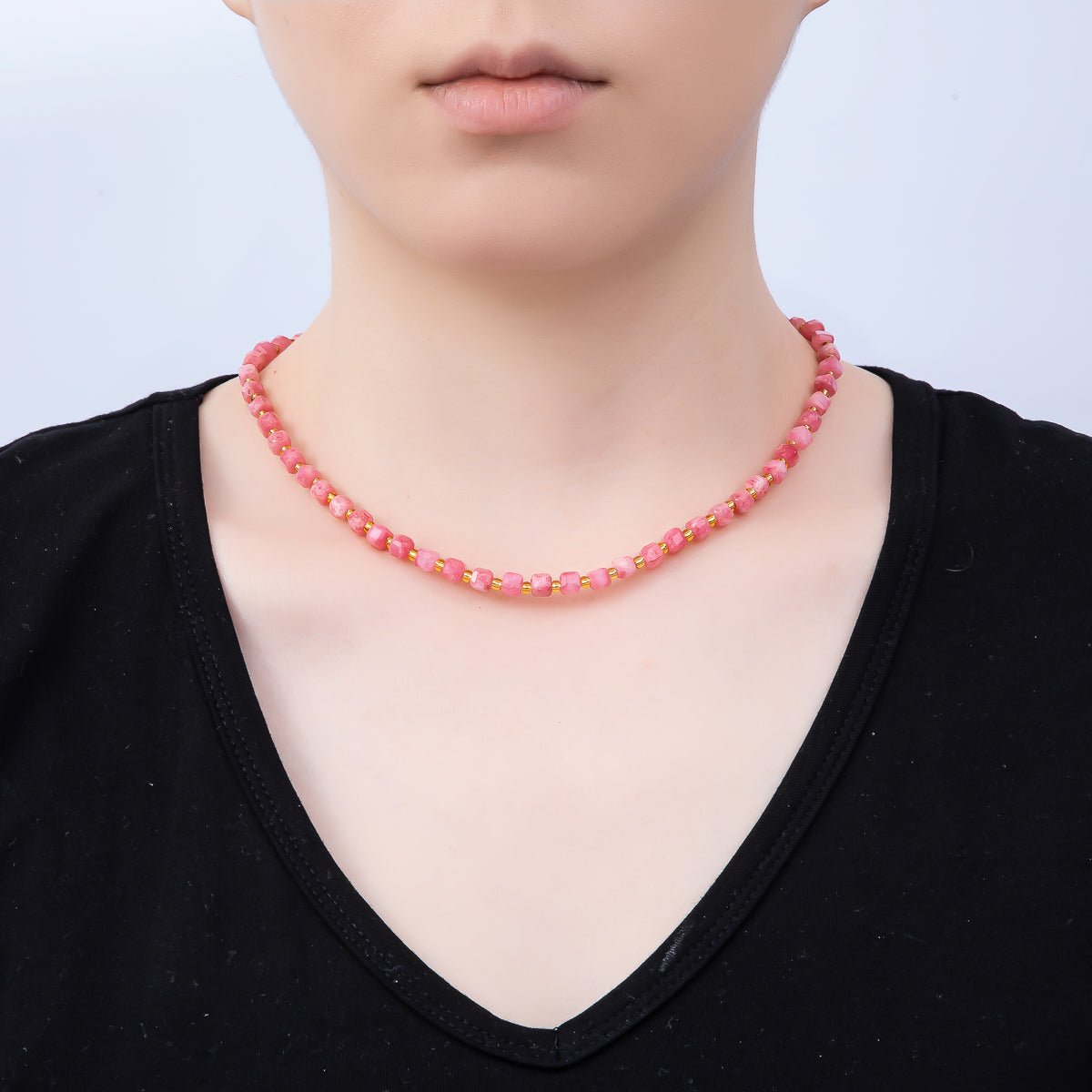 Handmade Stainless Steel 3mm Square Gemstone Chain 16 Inch Necklace | WA-04657 ~ WA-04663