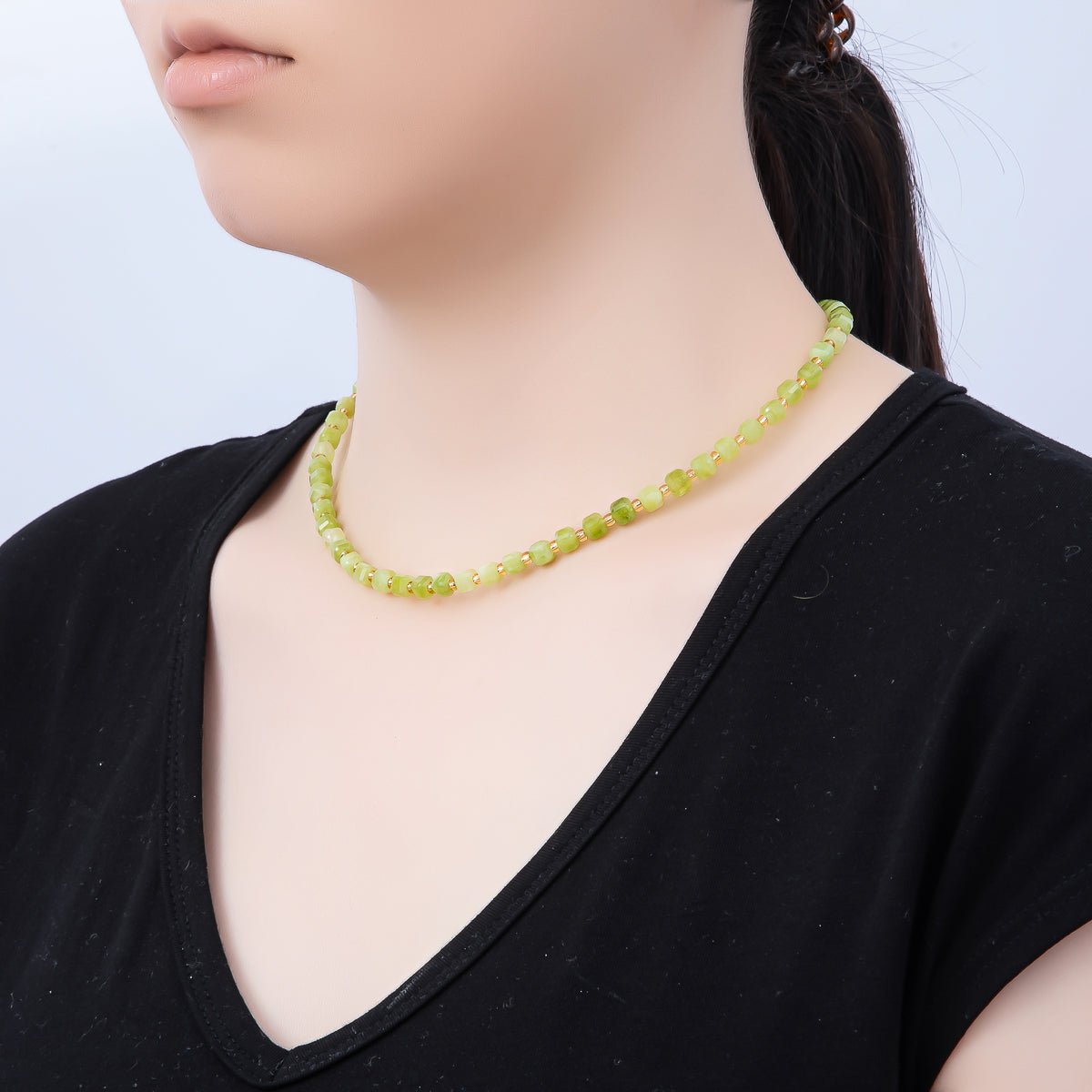 Handmade Stainless Steel 3mm Square Gemstone Chain 16 Inch Necklace | WA-04657 ~ WA-04663