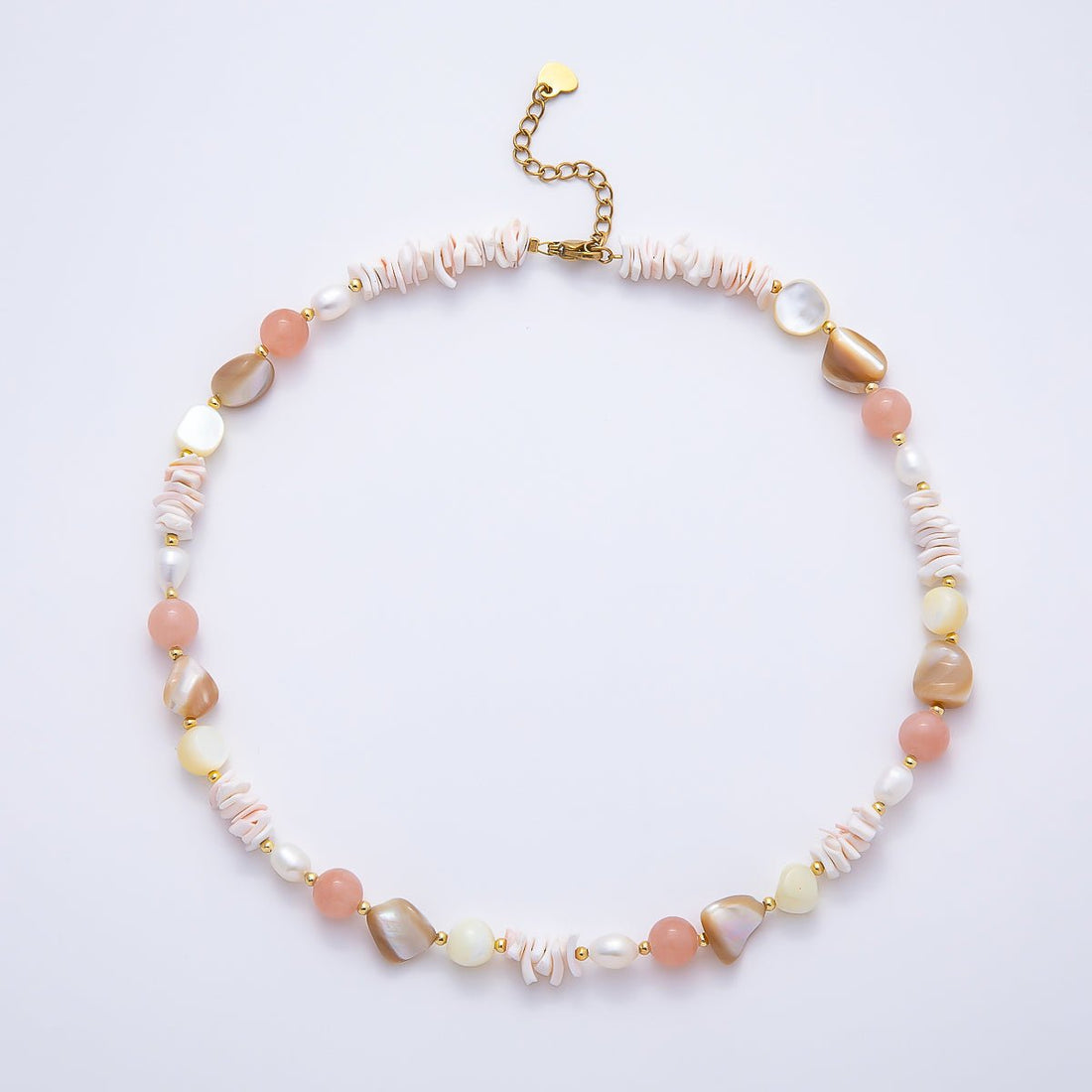 Handmade Stainless Steel 5mm Pink Quartz Pika Pearl Multifaceted Gemstone Chain 15.5 Inch Necklace | WA-04729
