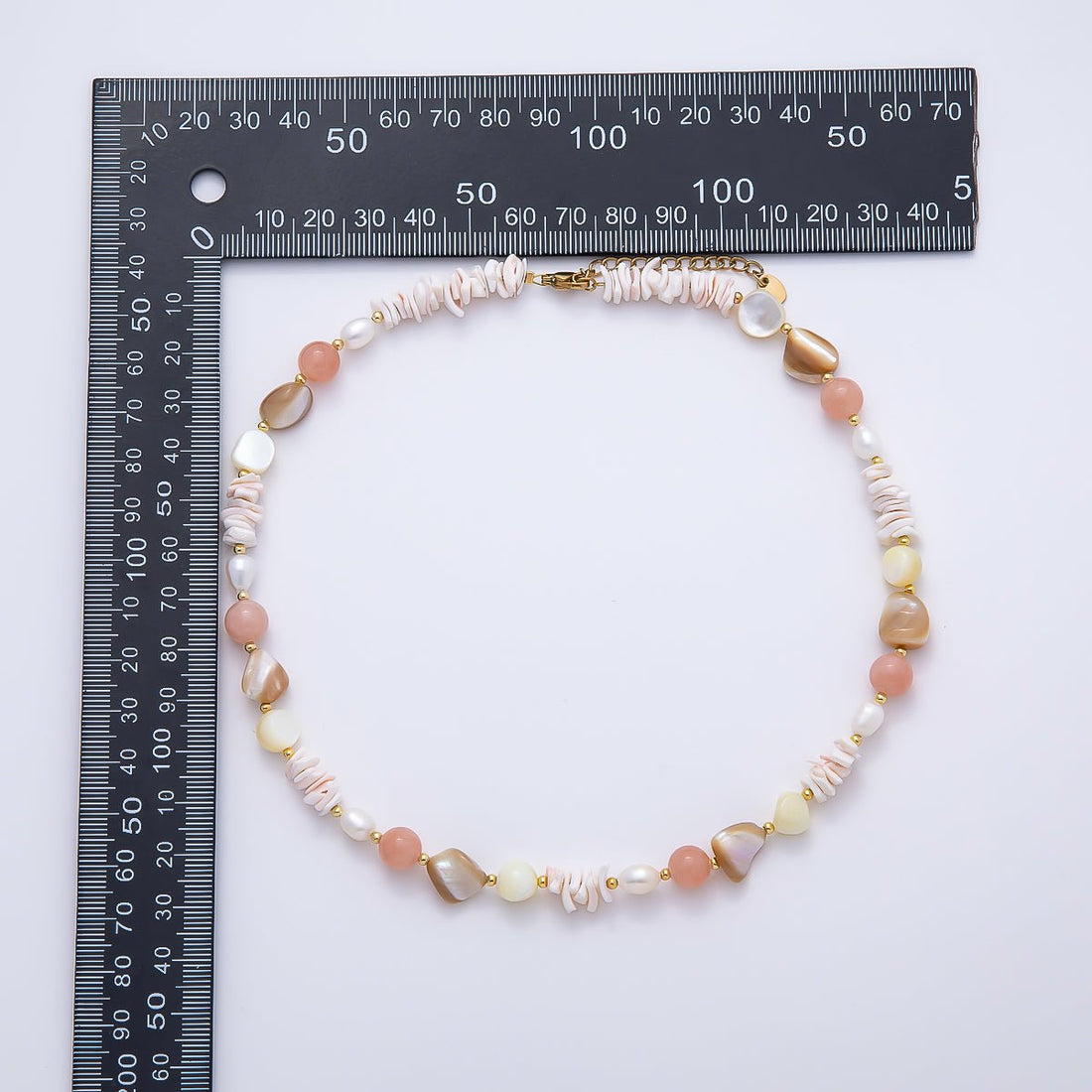 Handmade Stainless Steel 5mm Pink Quartz Pika Pearl Multifaceted Gemstone Chain 15.5 Inch Necklace | WA-04729