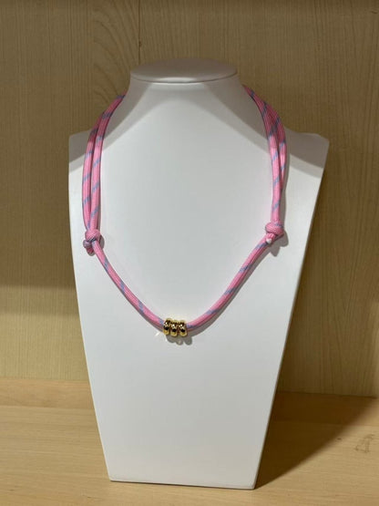HANDMADE Summer Cotton Cord Paracord Rondelle Bead Bubble Gum Knot Adjustable Necklace