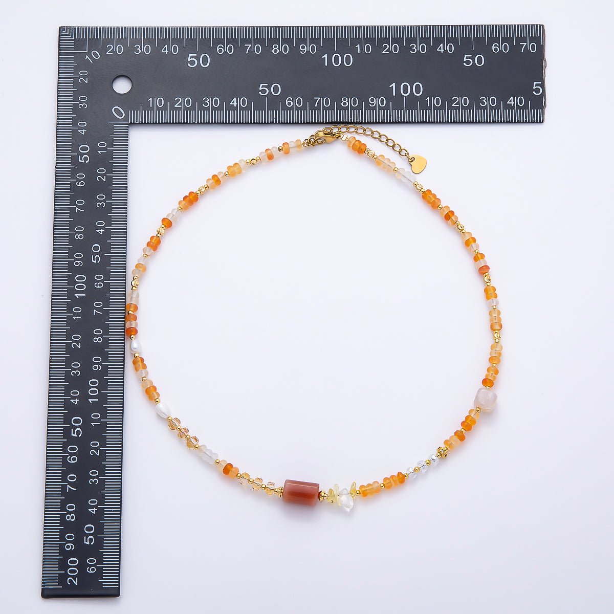 Handmade 4.2mm Yellow Citrine AB Shell Pearl Rondelle Multifaceted Gemstone Chain 15.5 Inch Necklace | WA-04738