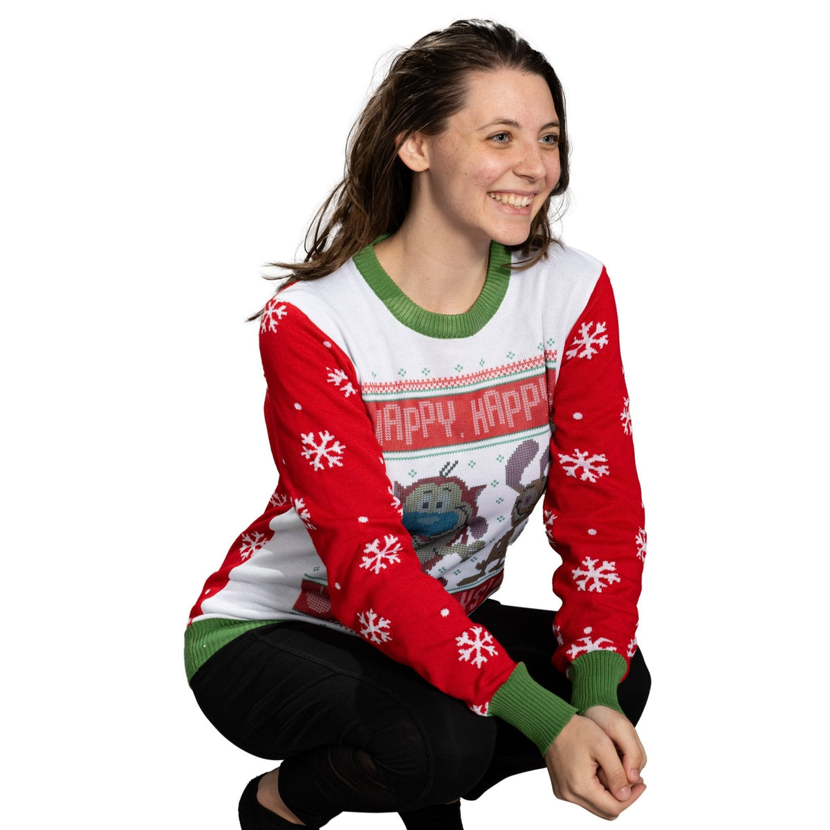 Happy Happy Holidays Ren &amp; Stimpy Character Sweater