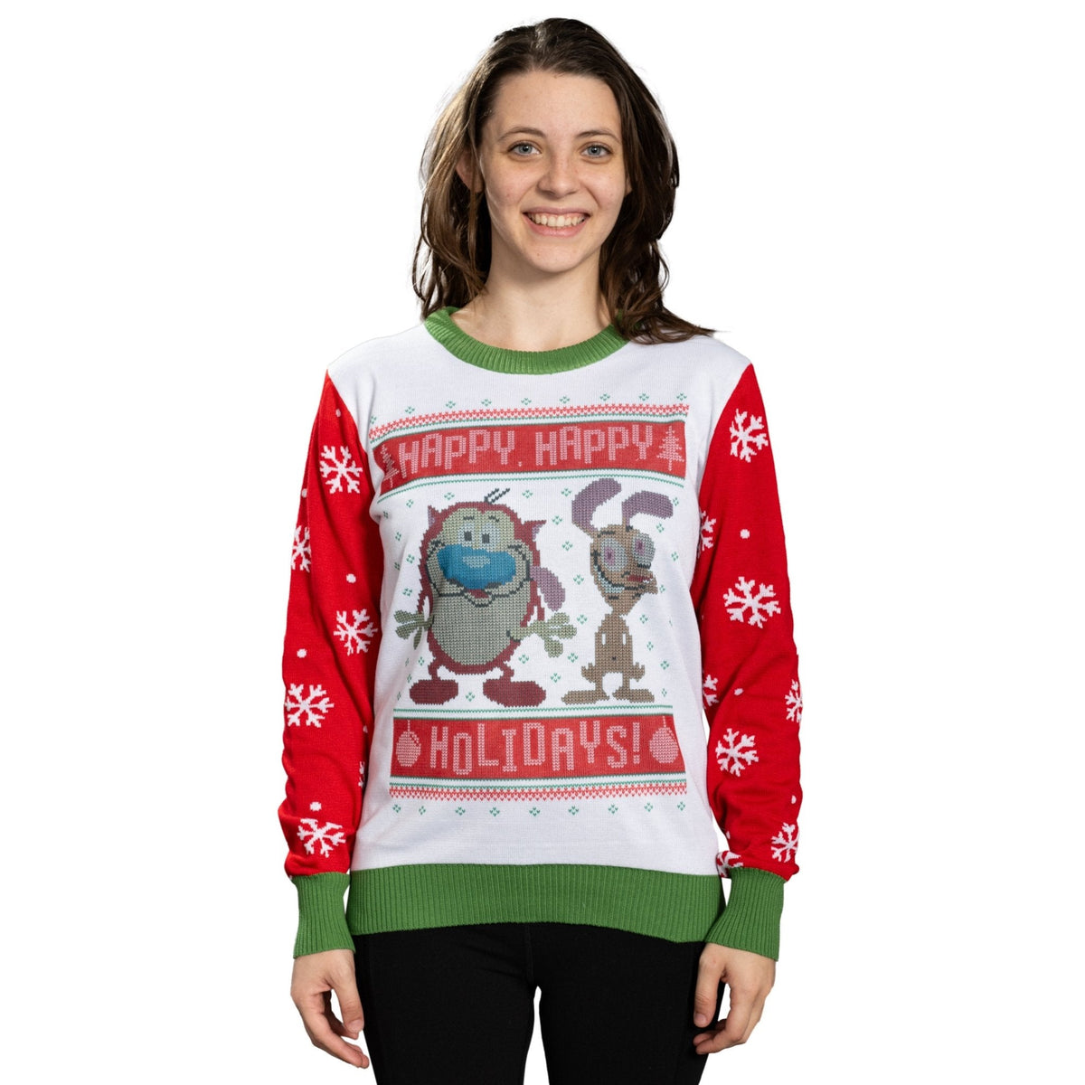Happy Happy Holidays Ren &amp; Stimpy Character Sweater
