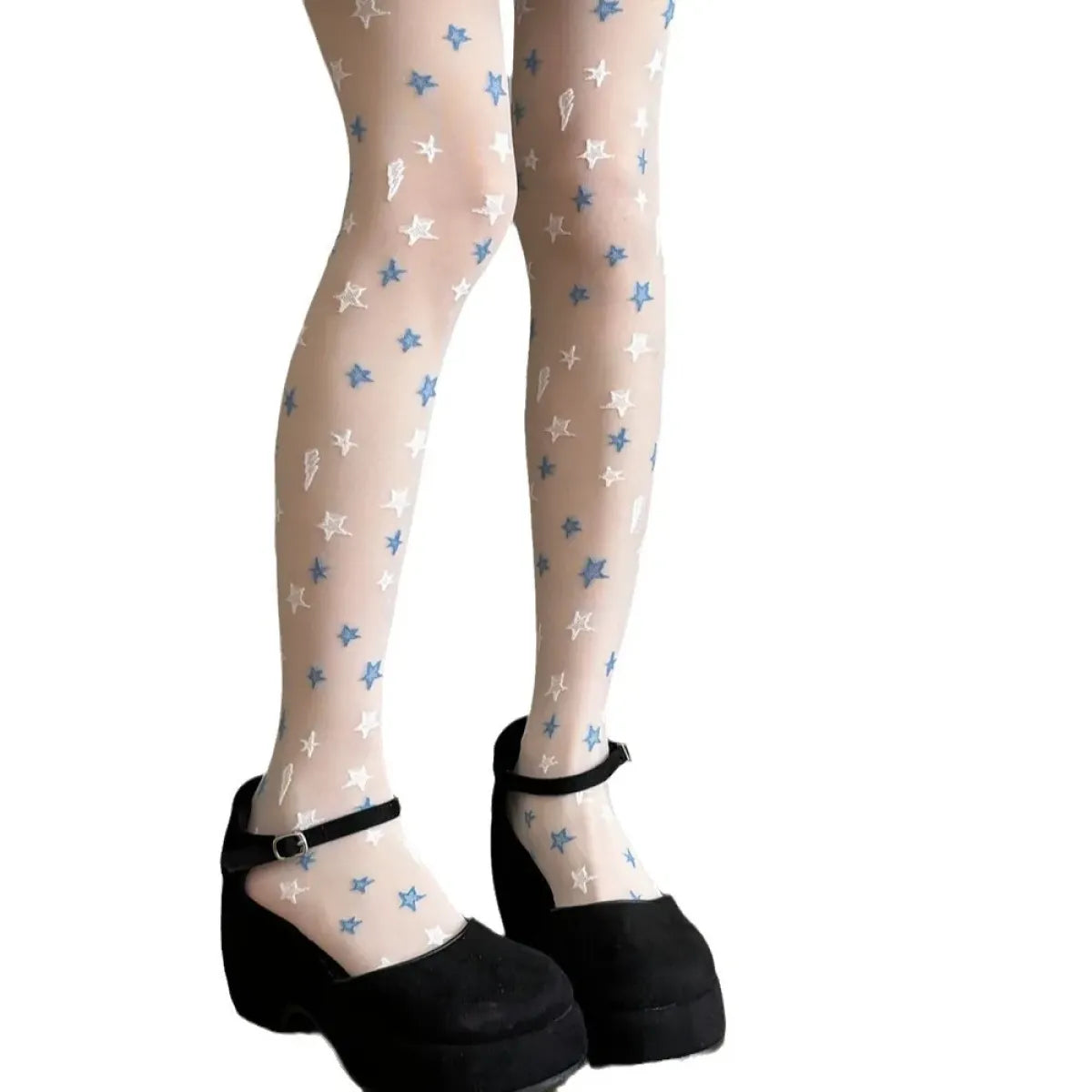 Sheer Star Print Tights – Harajuku Fairy Kei Kawaii Aesthetic