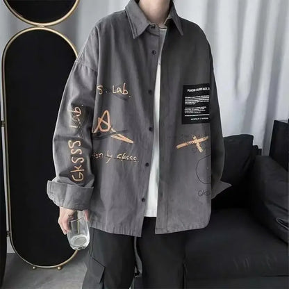 Harajuku Graphic Button Up Shirt