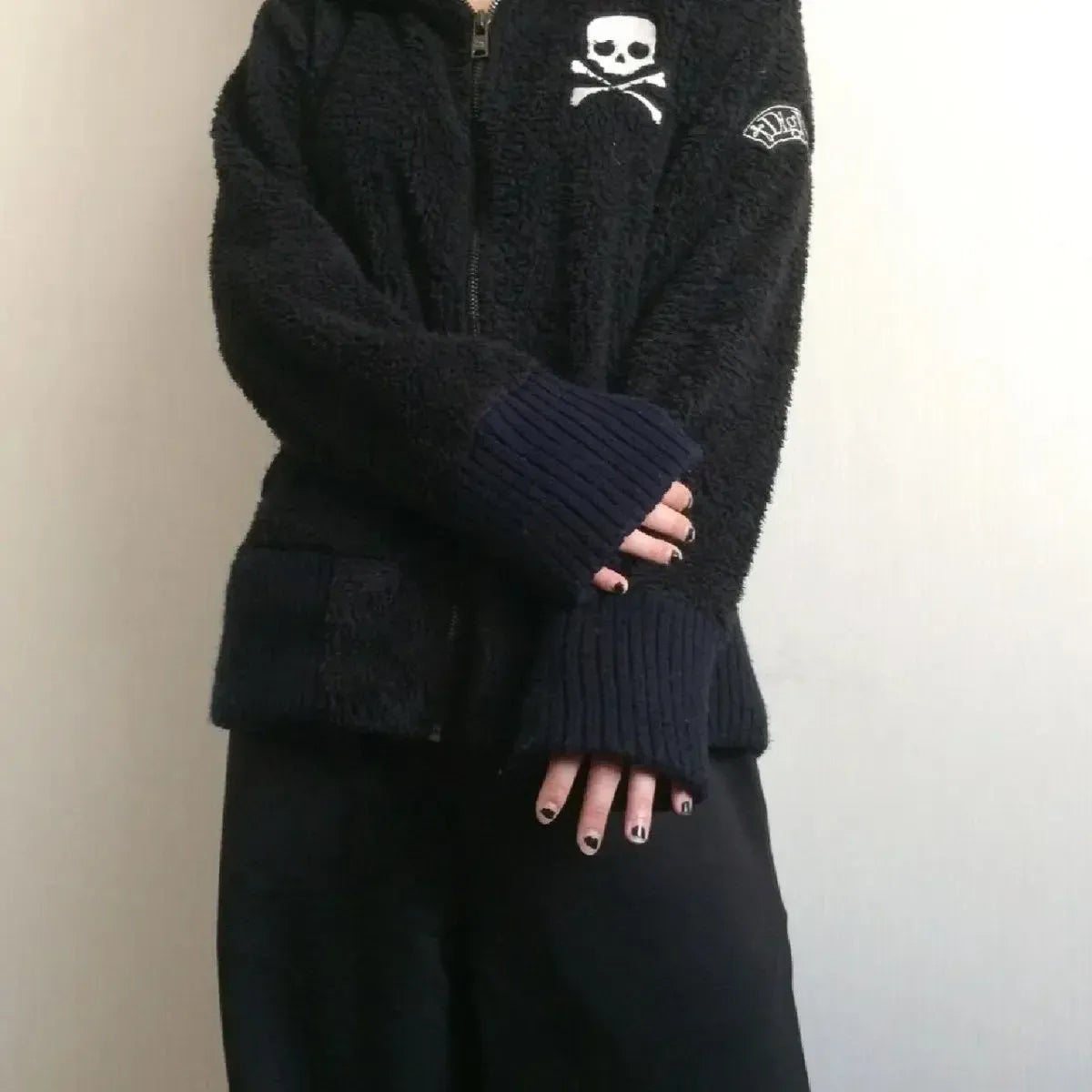 Harajuku Grunge Skull Zip Hoodie