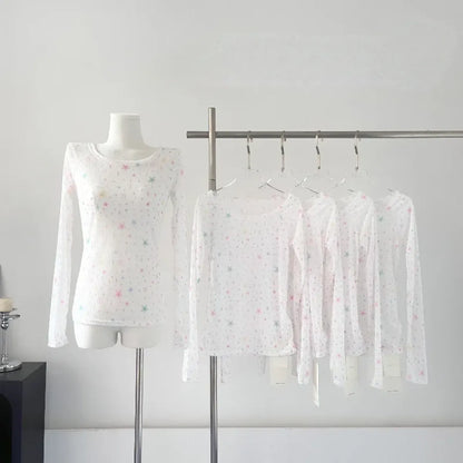 White Star Tee - Harajuku Korean Y2K Fit