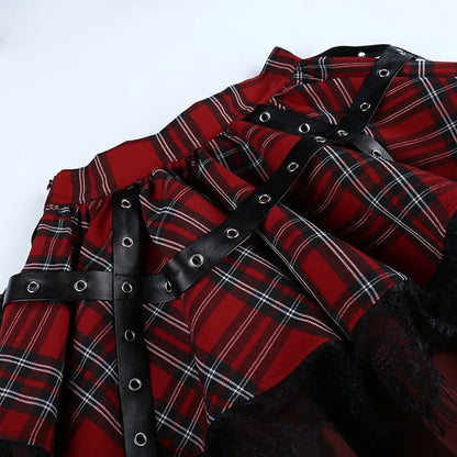 Harajuku Plaid Pleated Skirt - Y2K Mini Cake Skirt