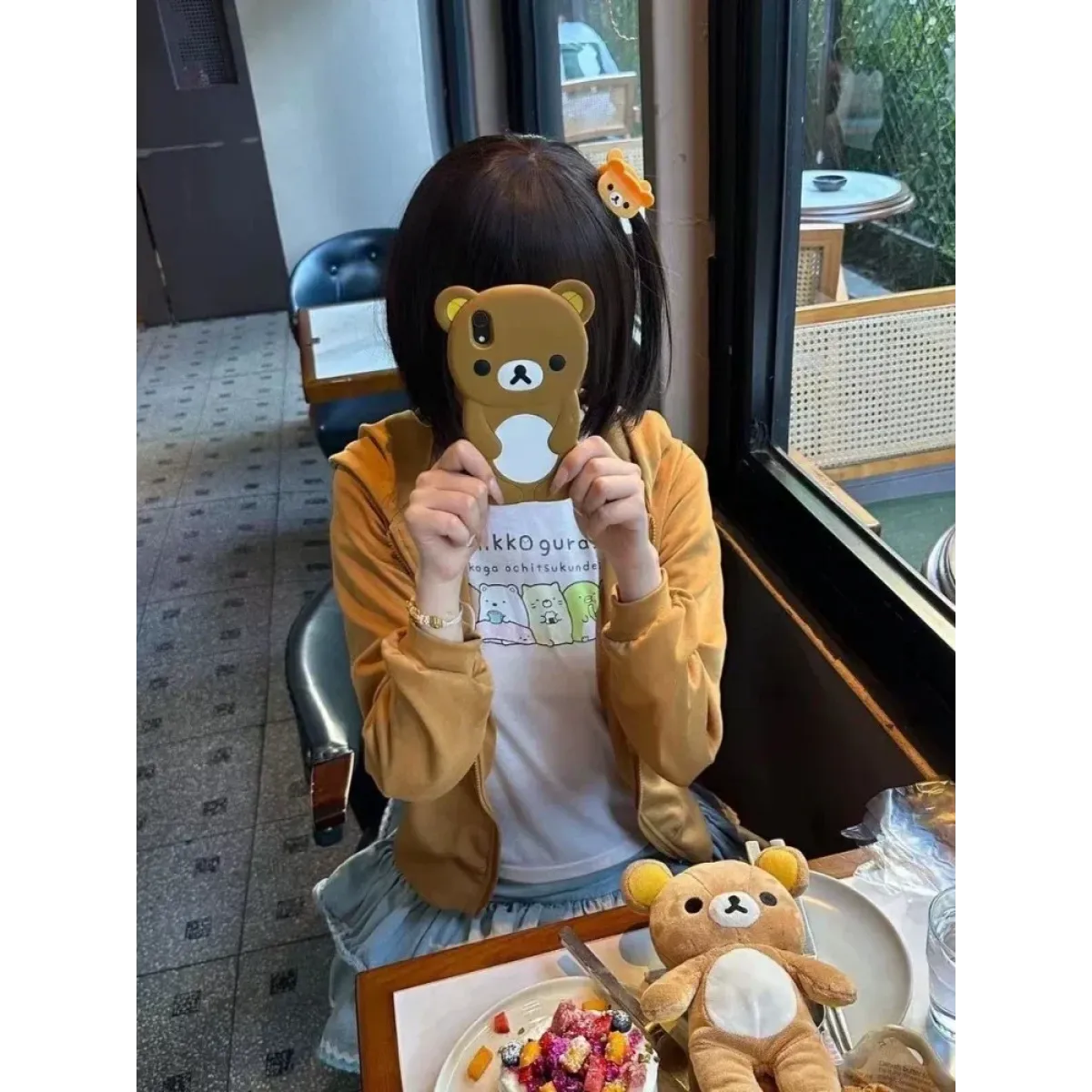 Kawaii Bear Hoodie - Harajuku Y2K Zipper Sweatshirt for Women
